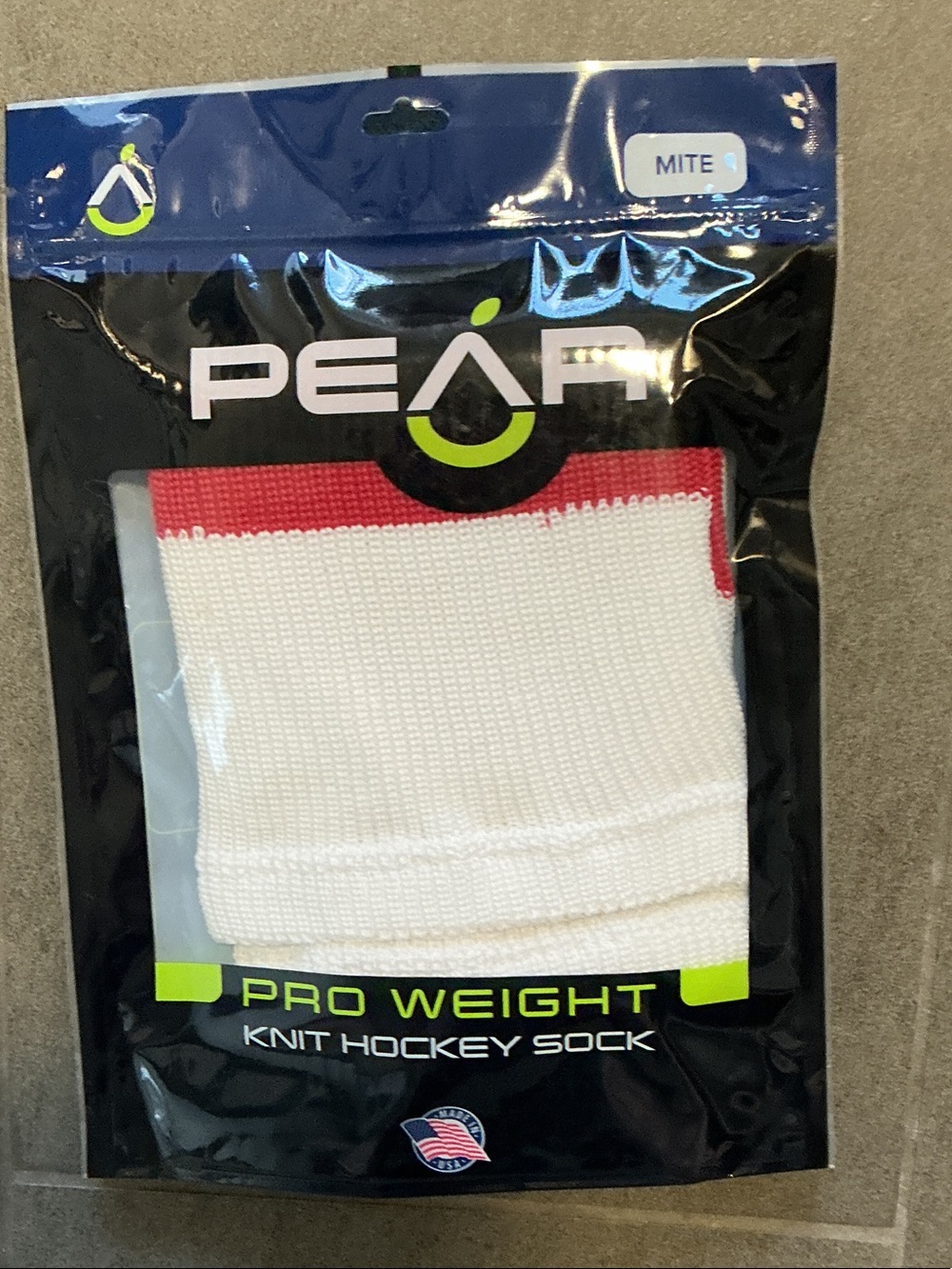 Pear Sox Pro Weight knit hockey socks Pro Weight Knit Hockey Sock - White 
 Red